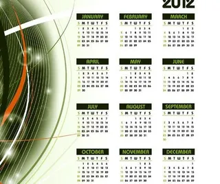 2012年日历矢量素材