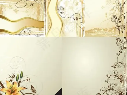 淡雅墙绘花纹背景矢量素材