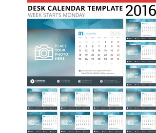 2016年蓝色日历图片