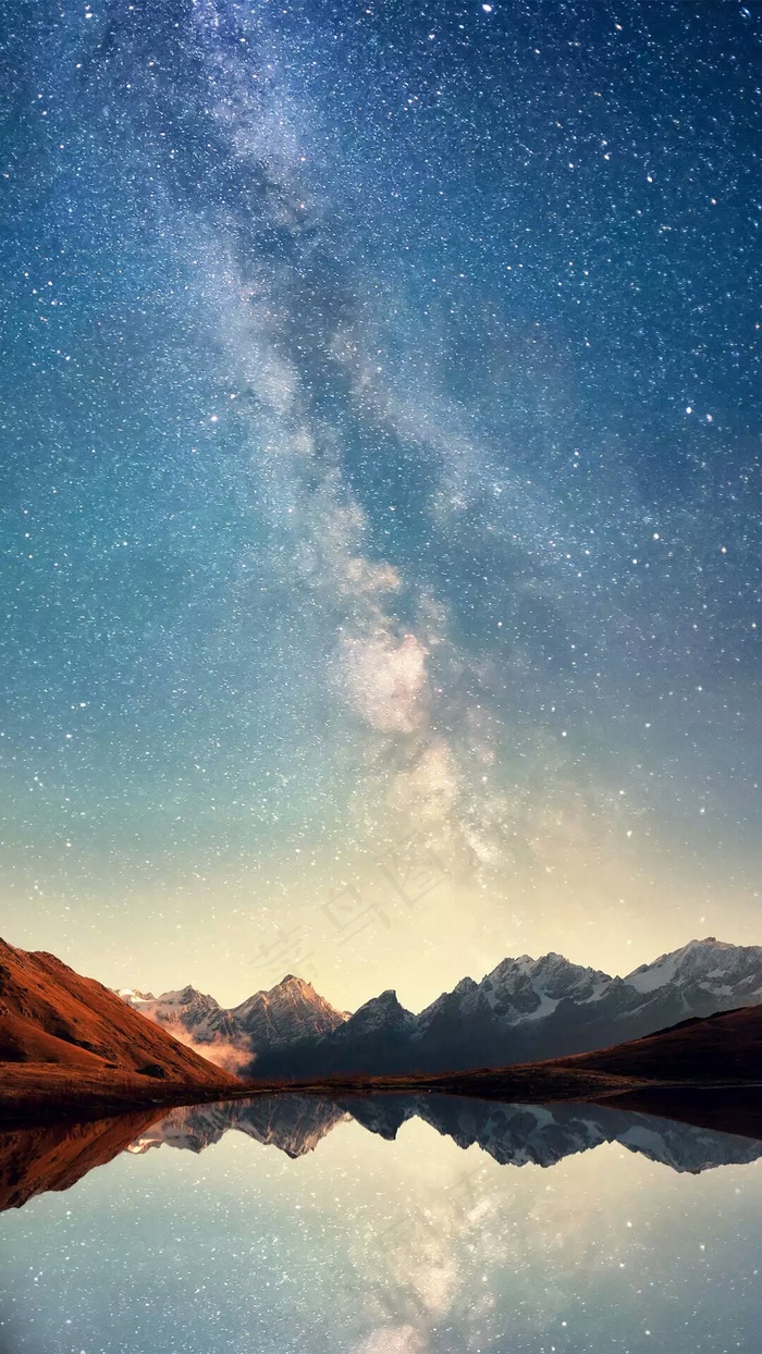 星空湖泊高清摄影图片
