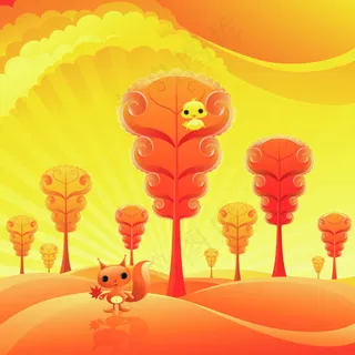 最新矢量花纹素材松鼠