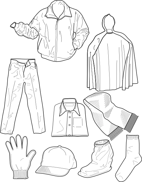服装轮廓袜裤外套剪贴画
