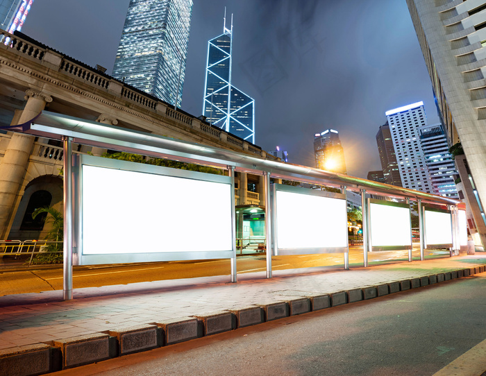 香港夜景公交站台广告牌
