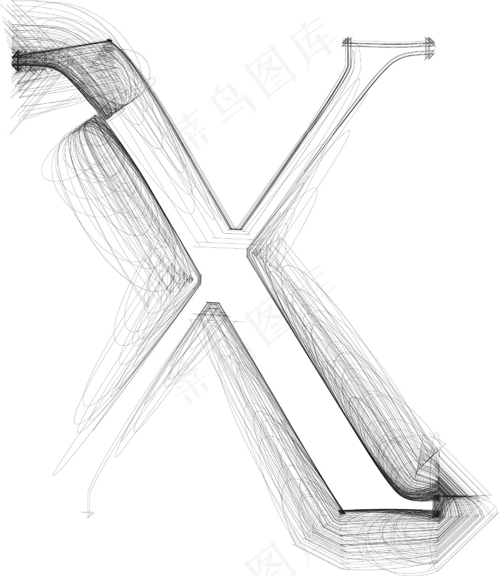 手绘字体字母X矢量插画eps,ai矢量模版下载