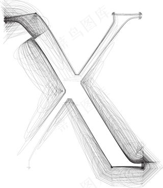 手绘字体字母X矢量插画