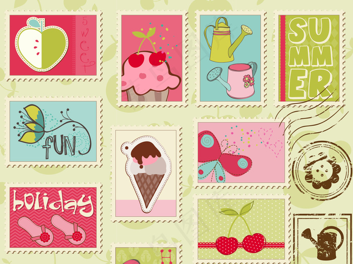 2017北欧森系手绘可爱少女风夏日...