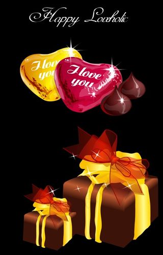情人节矢量巧克力礼物矢量彩带包装