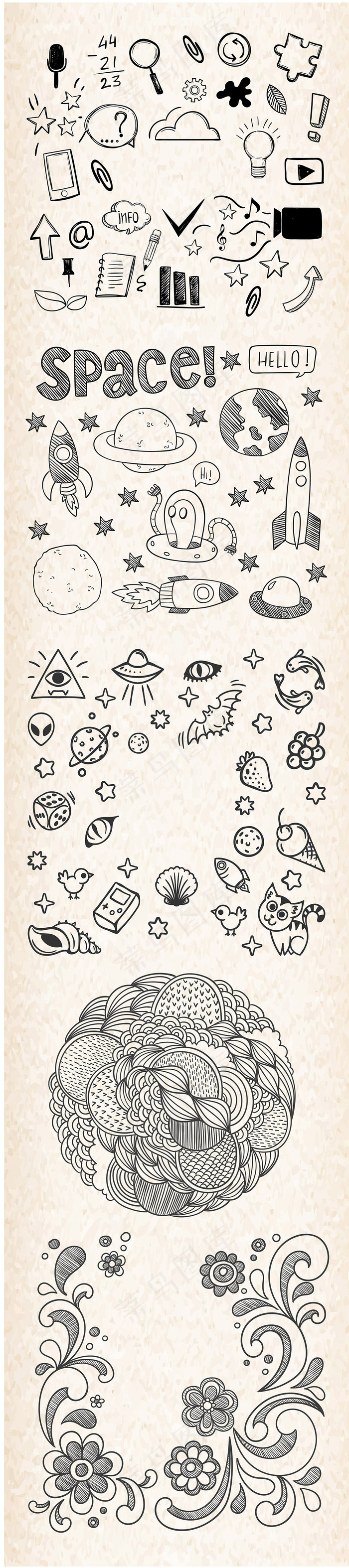 卡通宇宙大自然素材AI格式分层图下...