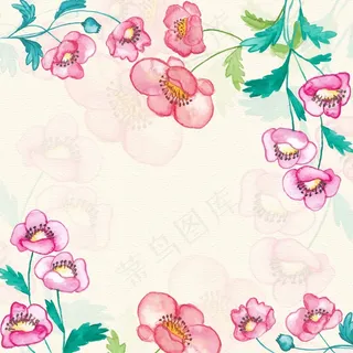 手绘植物花卉花环图案素材