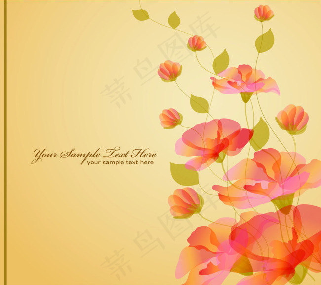 艳丽花朵花瓣矢量素材