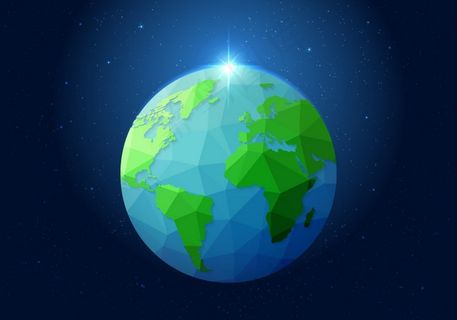 蓝色地球北极之光矢量图