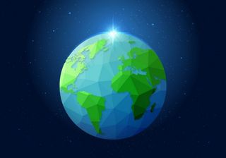 蓝色地球北极之光矢量图