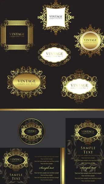 欧式金色花纹边框矢量素材eps,ai矢量模版下载