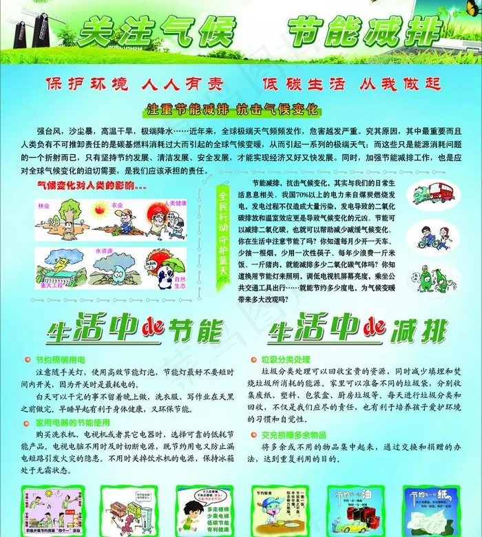 关注气候节能减排 节约用电 用油篇...psd模版下载