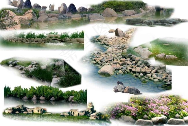 景观设计效果图素材 PS素材 驳岸...psd模版下载