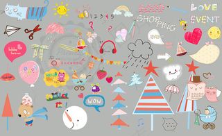 儿童相册模板适用的装饰素材V.02