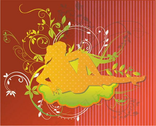 红色背景矢量花纹素材eps,ai矢量模版下载