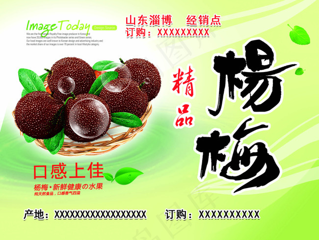 杨梅不干胶素材psd模版下载