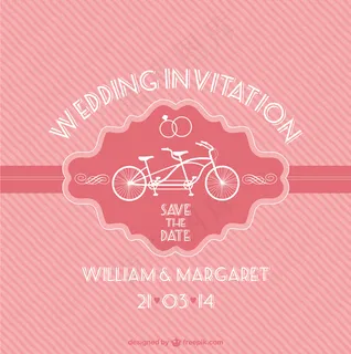 粉色的婚礼邀请与自行车