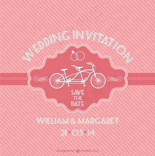 粉色的婚礼邀请与自行车