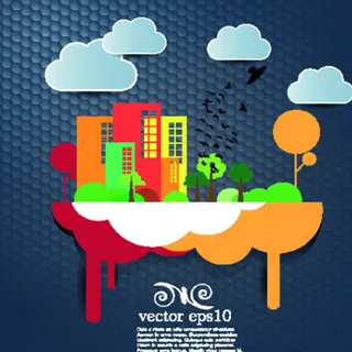 创意城市背景矢量素图片