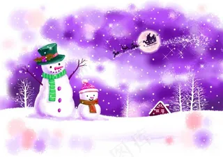 雪人 雪地 意境海报