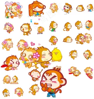 悠喜猴yoci可爱表情矢量素材