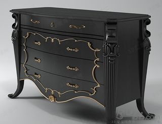 3D欧式高档黑木边柜模型