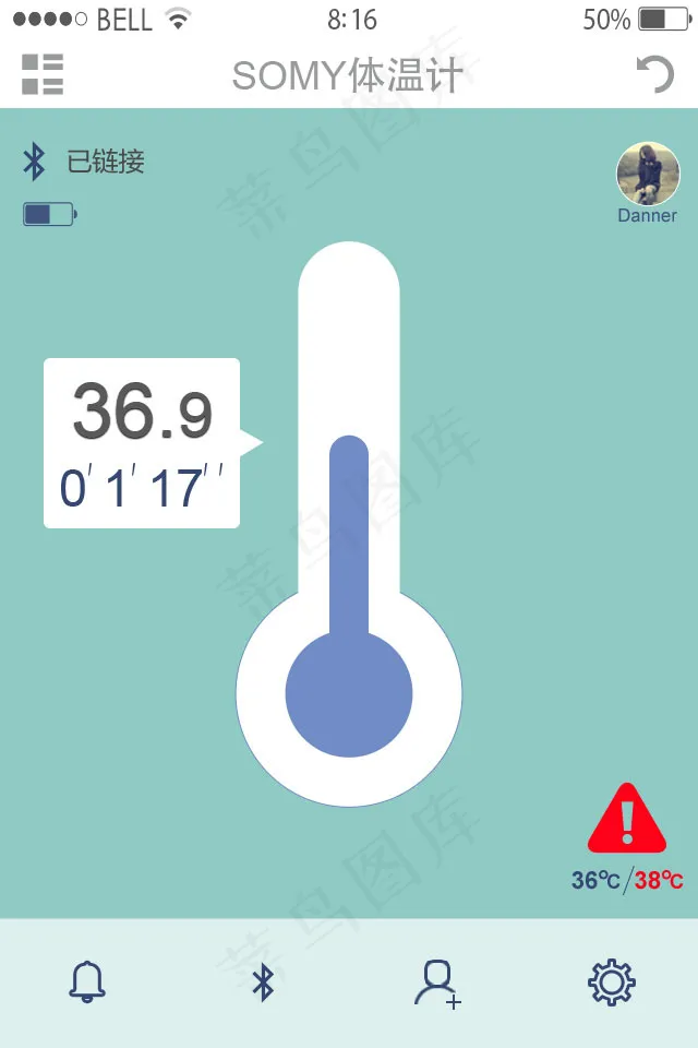 SOMY体温计手机APP交互界面1psd模版下载