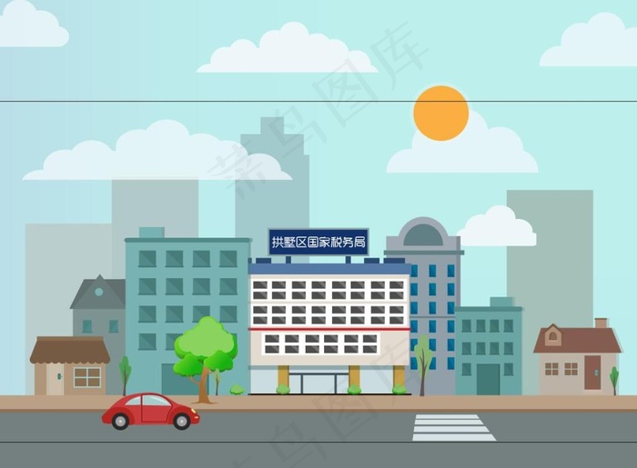 税务局场景ai矢量模版下载