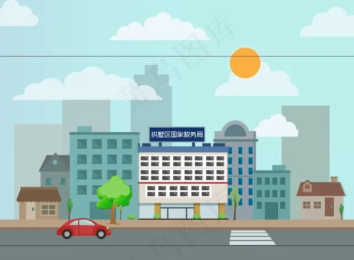 税务局场景ai矢量模版下载