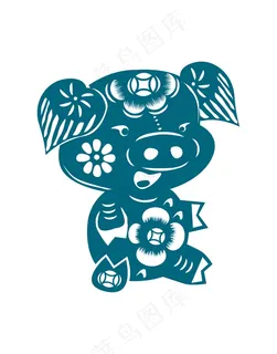 猪剪纸图案生肖元素
