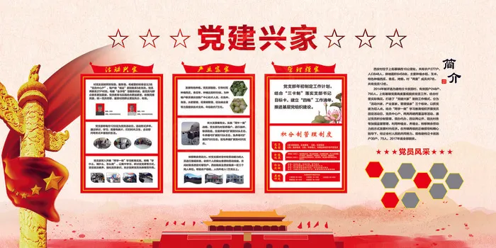 中国风党建文化墙制度展板(7087X3543(DPI:150))psd模版下载