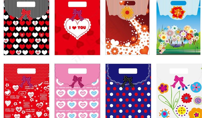 爱心花草礼品袋8款（工艺）图片