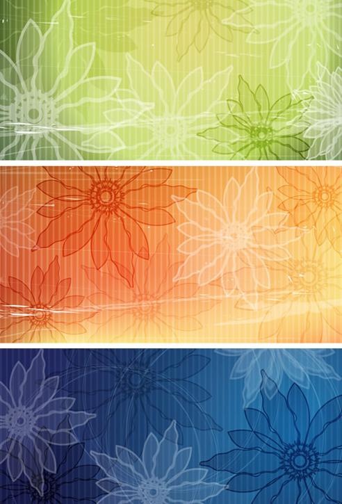 花朵线稿幻彩背景矢量图 AIai矢量模版下载