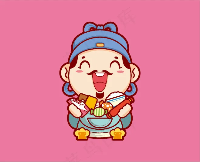 卡通财神ai矢量模版下载