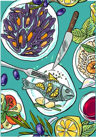 手绘食物唯美背景