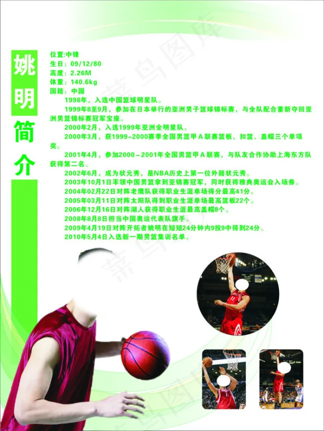 姚明简介cdr矢量模版下载