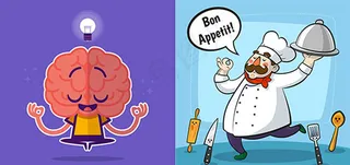 卡通打坐的大脑矢量图片 AI