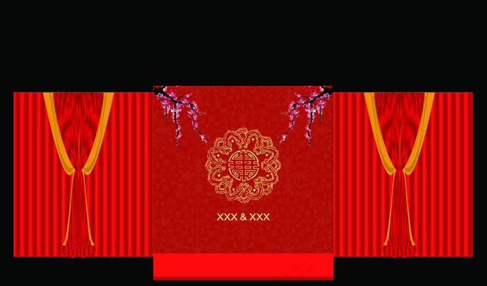 婚礼红色迎宾背景
