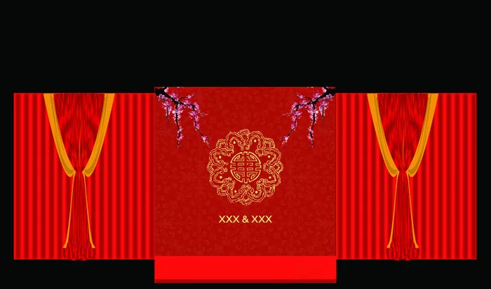 婚礼红色迎宾背景psd模版下载