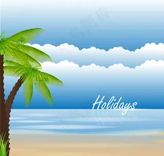 假期热带矢量风景背景