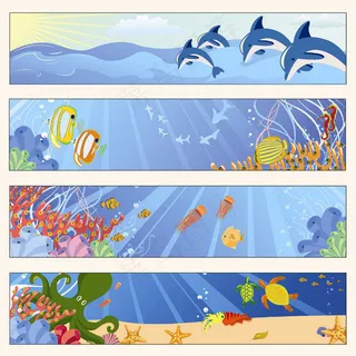 海底世界banner横幅矢量素材 海底世界banner横幅矢量素材