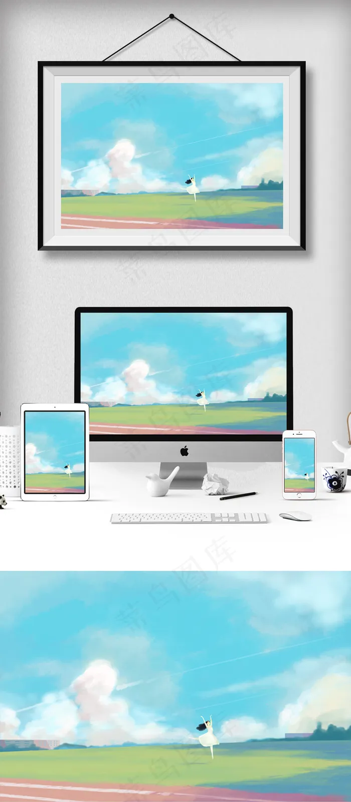 小清新手绘校园招生海报插画设计免费...(4488X2954(DPI:300))psd模版下载