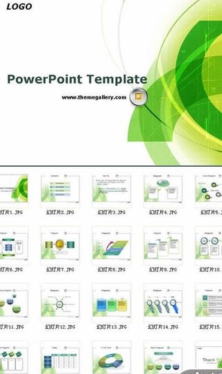 绿色动感风格商务PPT模板