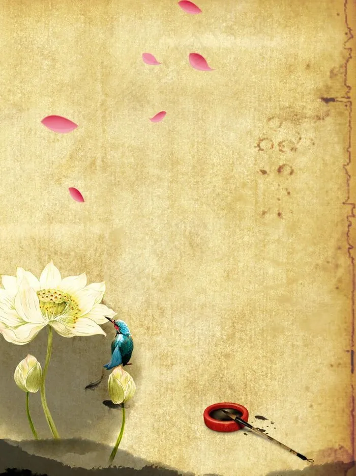 水墨画与荷花图片(1569X2223(DPI:200))psd模版下载