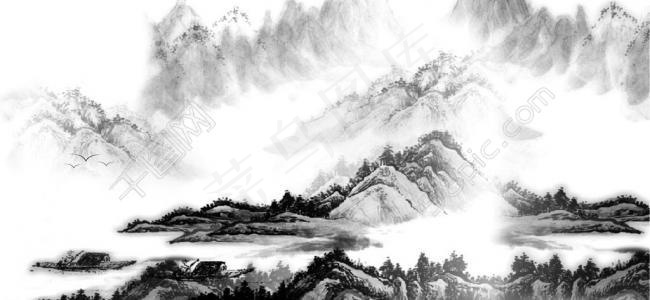 水墨画图片水墨船 水墨山水