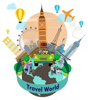 景点旅游地球插画 景点旅游地球插画