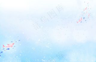 手绘海洋唯美淡雅小清新蓝色梦幻海报背景