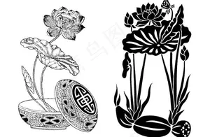 荷花莲藕矢量素材